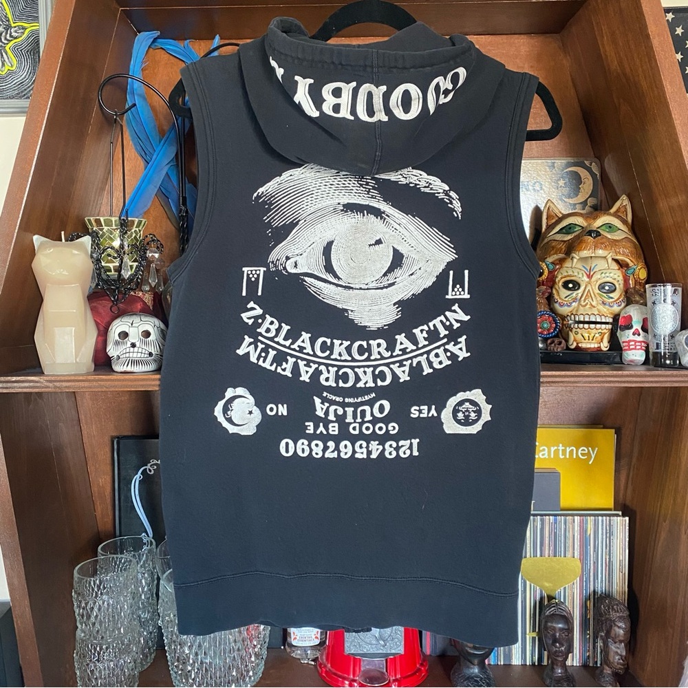 Blackcraft Cult - Black Sleeveless Goodbye Ouija Zip Up Hoodie - size small